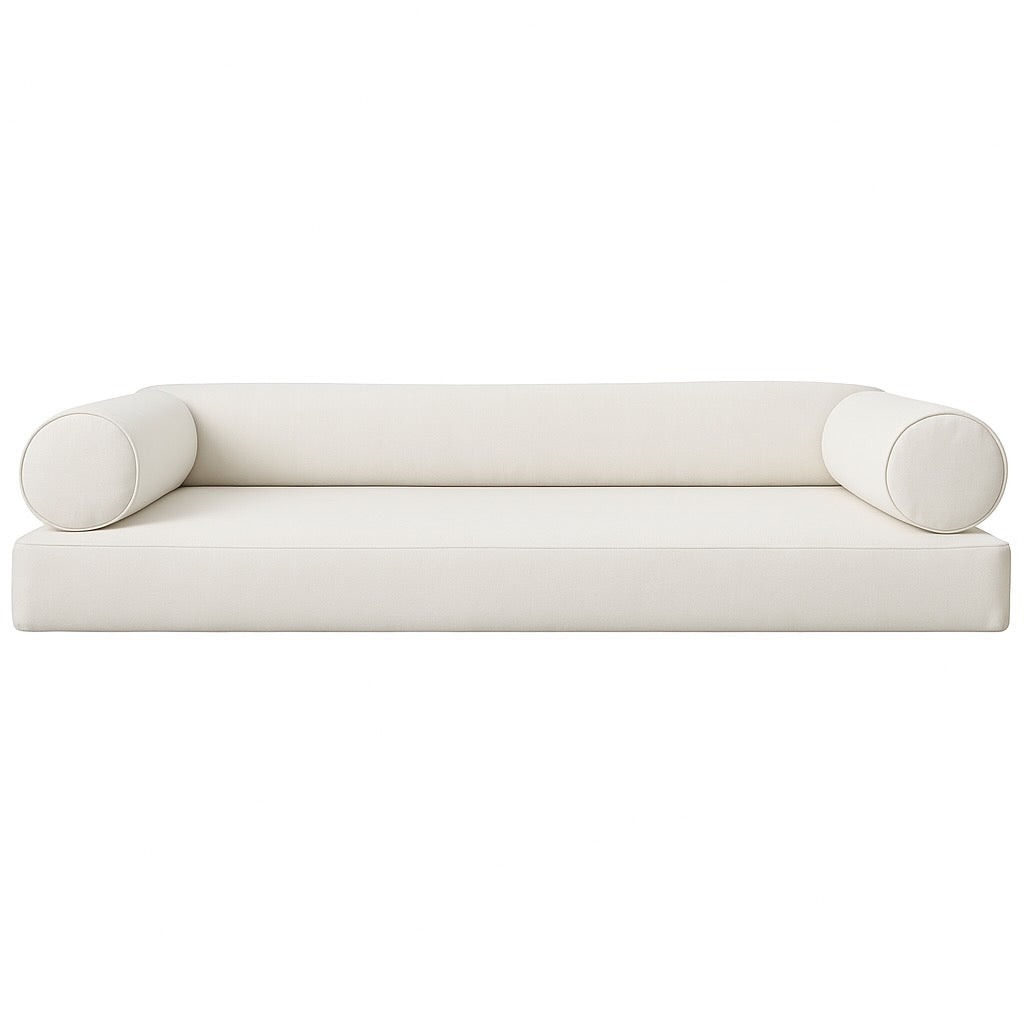 Sunbrella Canvas Natural Cushion Set with Bolsters. Low back cushion set