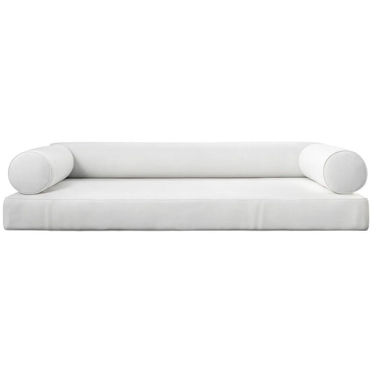 Sunbrella Canvas White Cushion Set with Bolsters. Low back cushion set