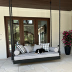 Twin Size modern porch swing bed with Cast Silver cushion by Nate & Lane