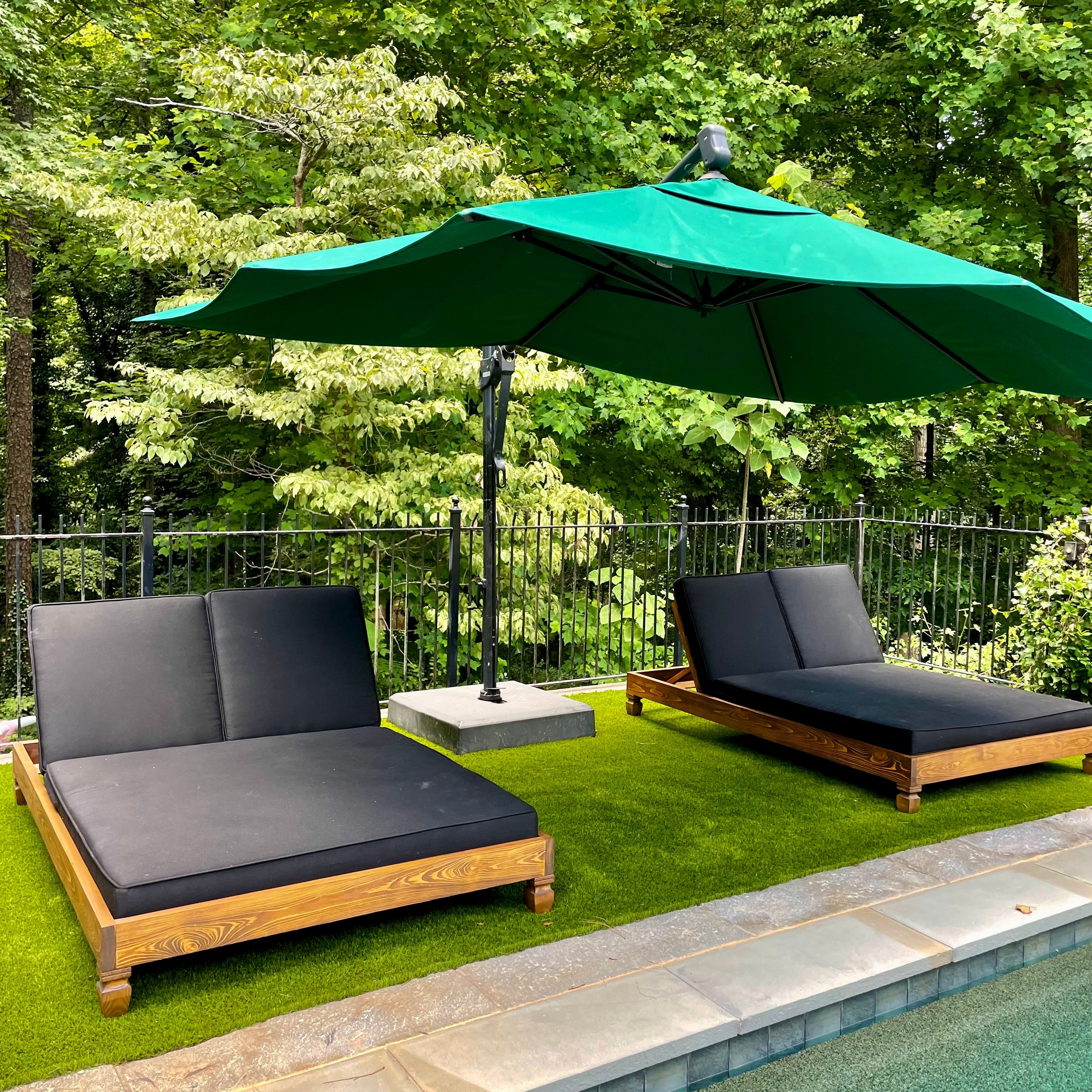 Nate & Lane Double Pool Lounge in Cypress with Sunbrella Canvas Black Fabric