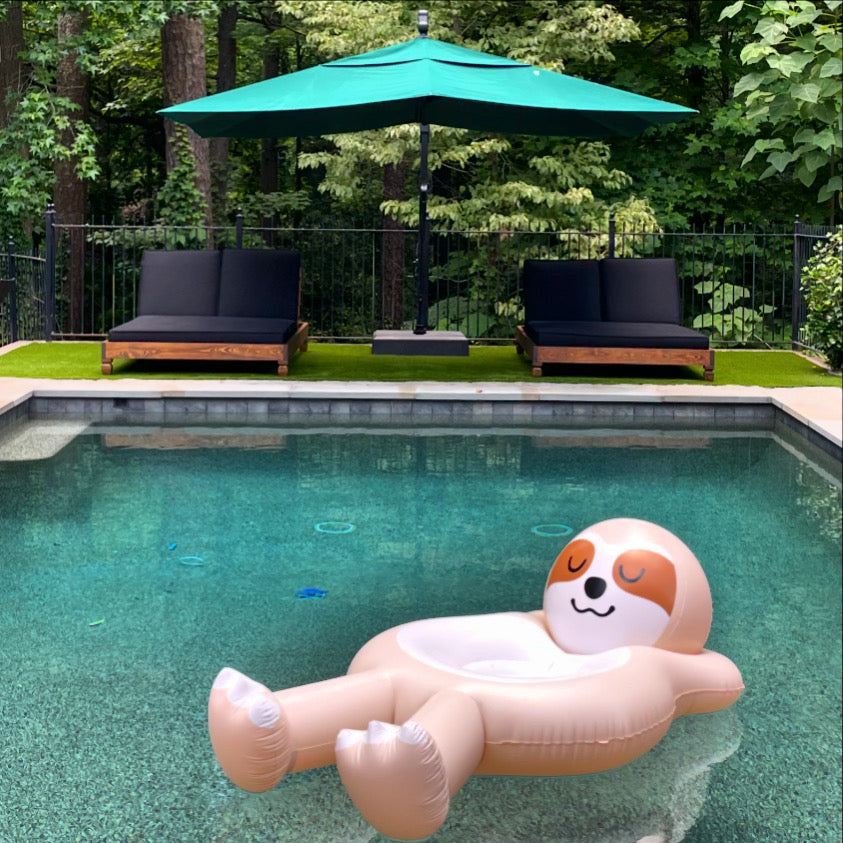 Nate & Lane Double Pool Lounge in Cypress with Sunbrella Canvas Black Fabric