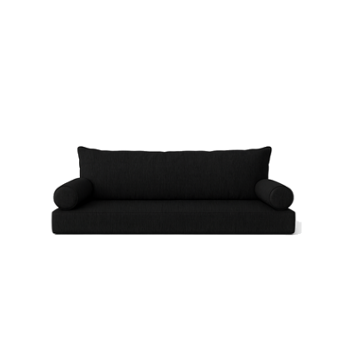Sunbrella Canvas Black Cushion Set with a solid back pillow, bolsters, and seat cushion