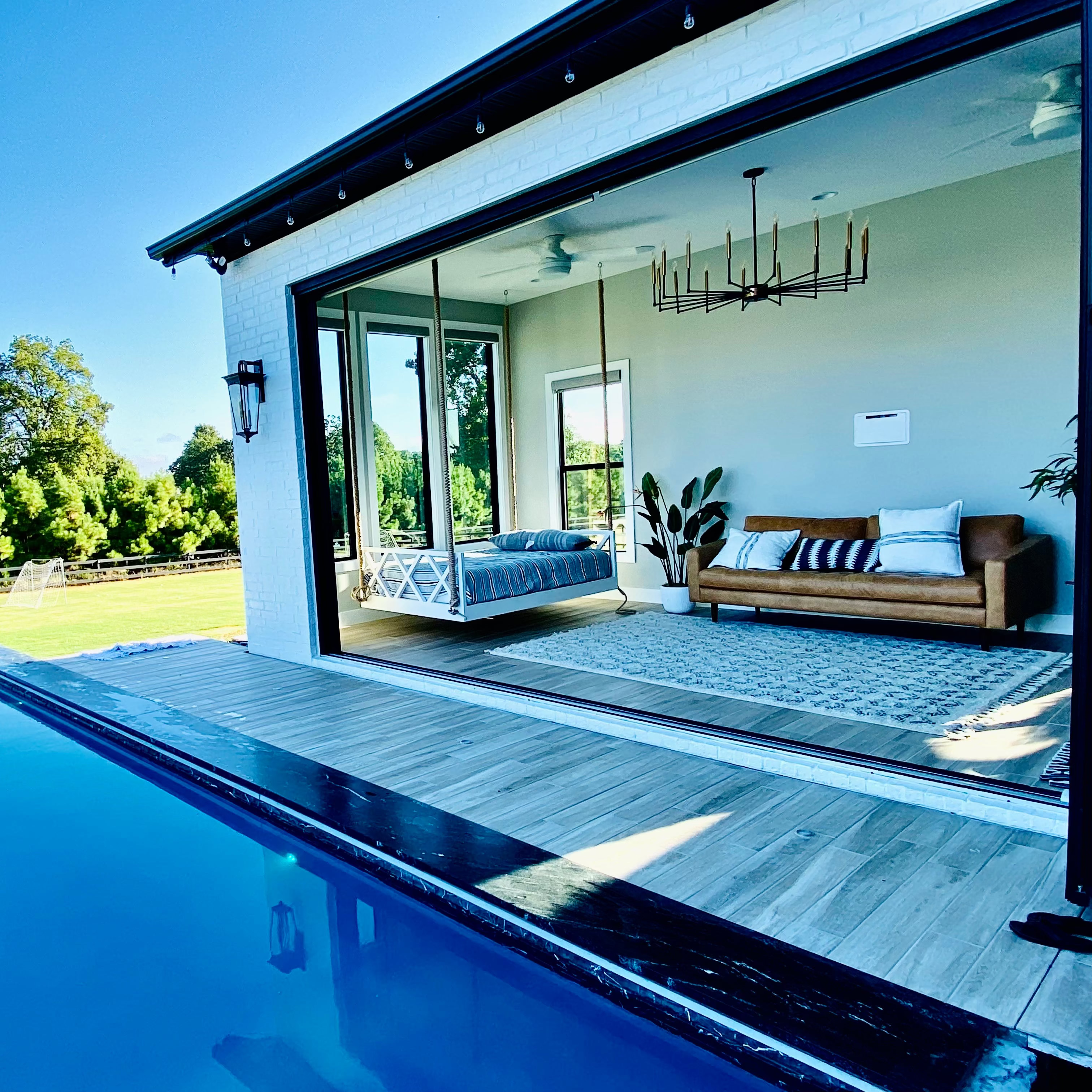 NWA Full size Swing bed in pool house