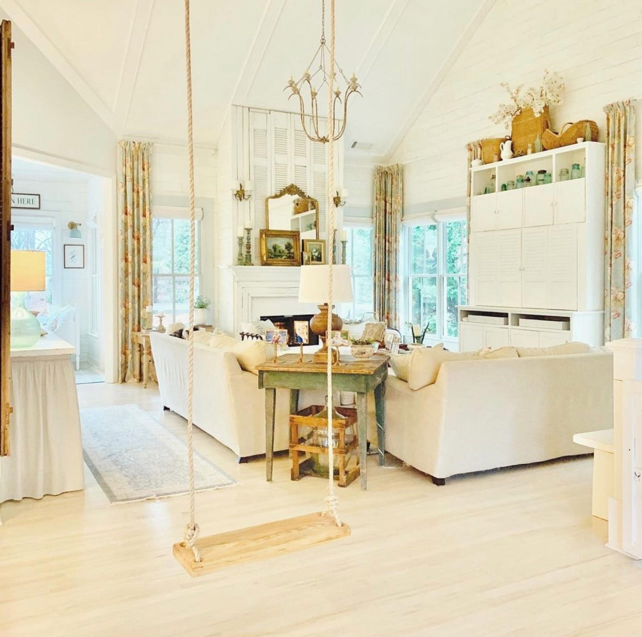 Swing hung indoors, how fun